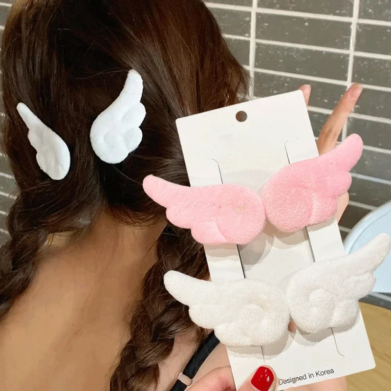 Süße Engelsflügel Haarspangen Mädchen Kinder Cartoon Plüsch Haarnadel Koreanischer Stil Pony Seitenclips Mode Haarschmuck