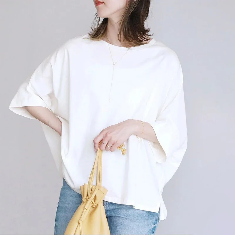 Maternity Clothes Three Quarter Sleeve T-Shirts Tees Loose Casual Cotton Female Women O-Neck Blouse Shirt Pullover Top Plus Size