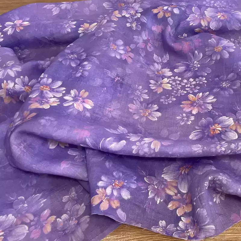 

Pure ramie printed fabric, used for making high-end summer clothing sewing fabrics