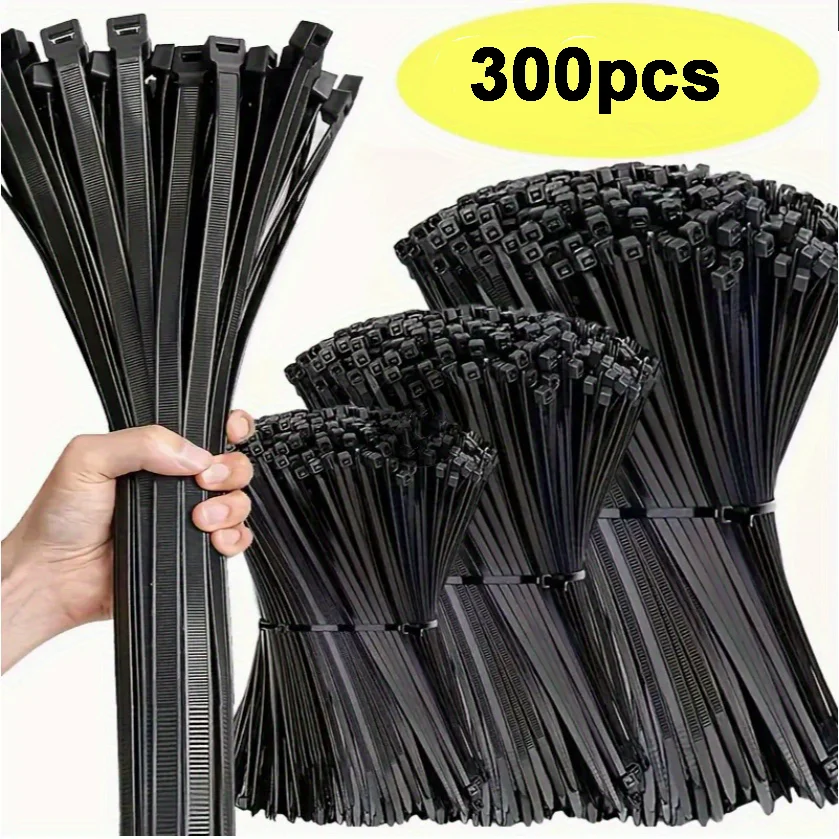 300pcs Plastic Clamping Collar Cable Tie Clamping Scratch Cable Attache Cable Velcro Self Locking Nylon Cables Ties Fastening