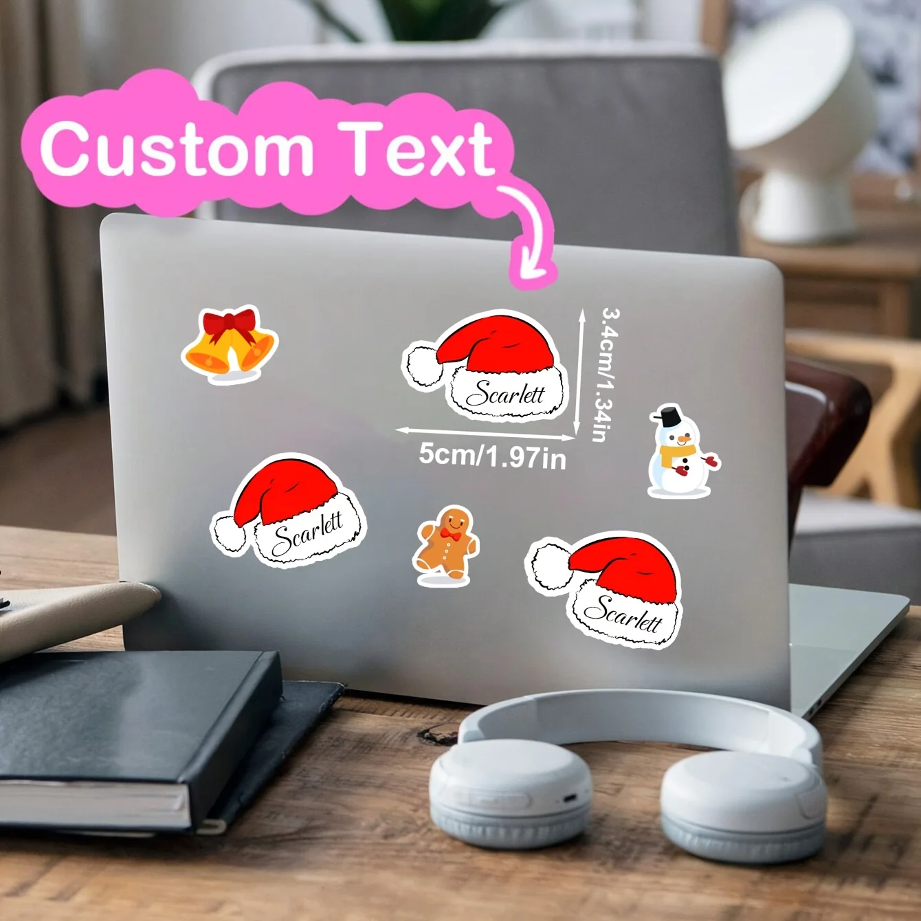 2 fogli 32 adesivi personalizzati con nome natalizio, etichette personalizzate per cappello da Babbo Natale, etichette regalo natalizie per carte, decorazioni per imballaggi
