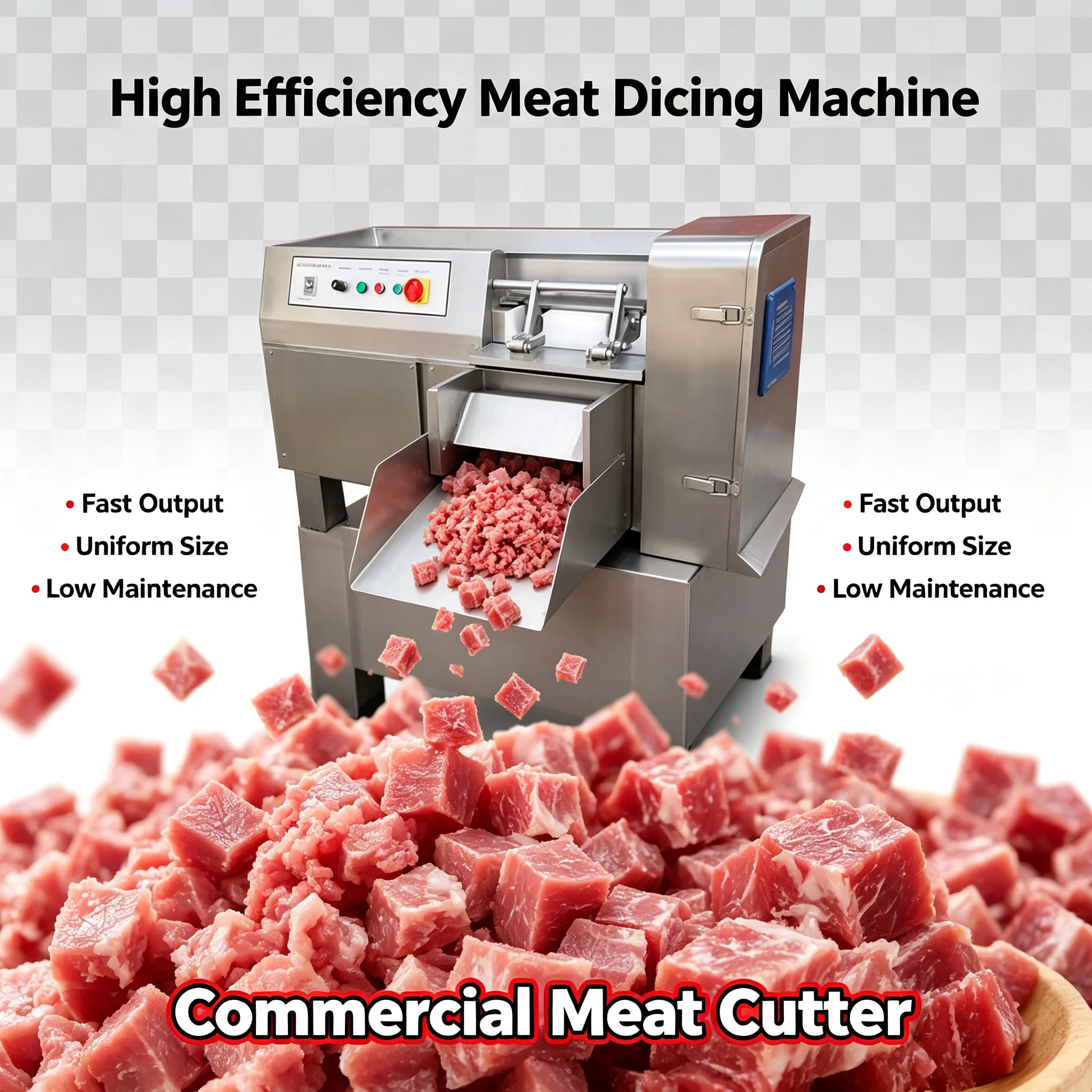 Frozen Meat Dicing Machine, Automatic Multi‑Material Cube Cutter for Beef Mutton Pork Workshop Production Customized