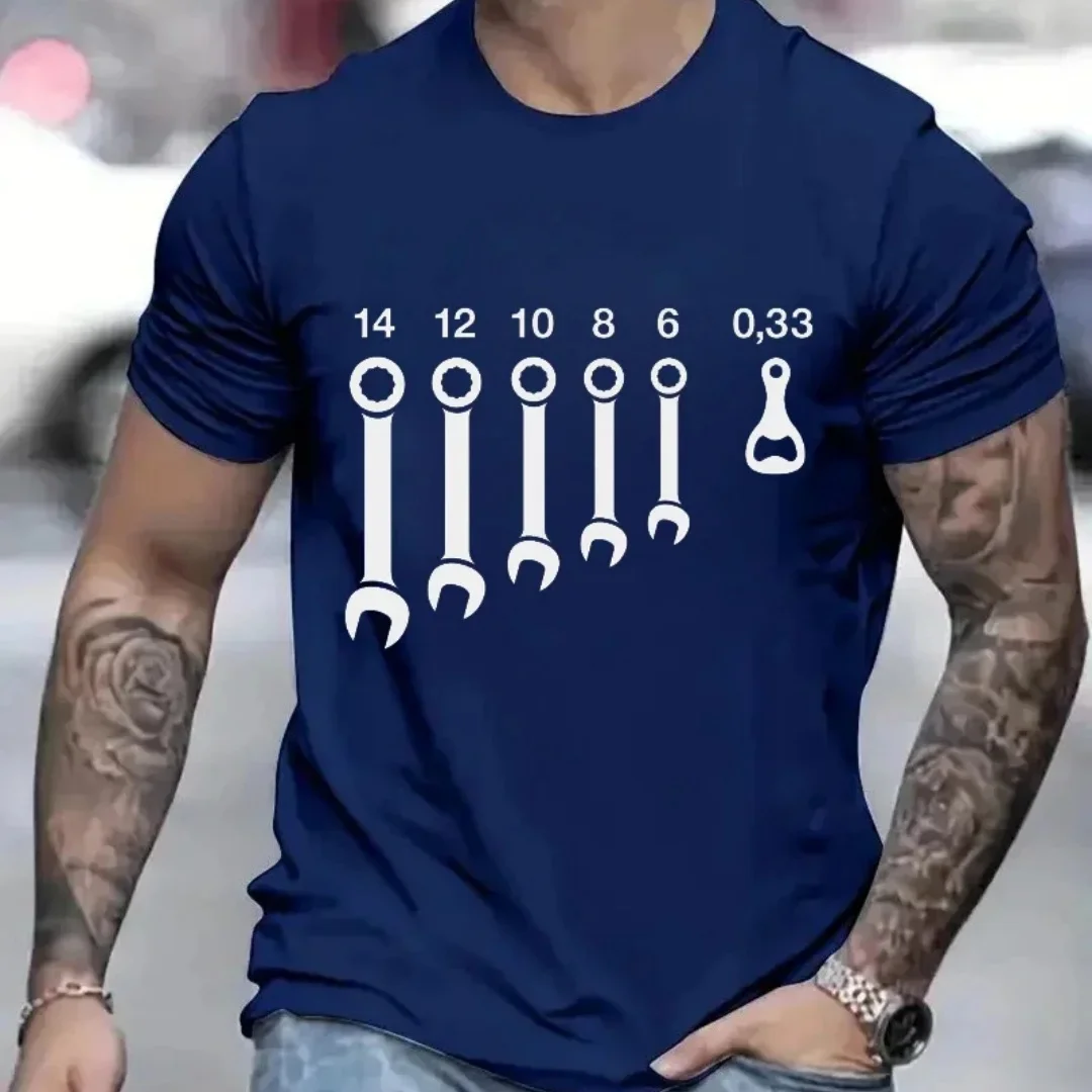 

T Shirts for Men Clothing Wrench Wrenches Beer Bottle Opener Tools Humorous T-Shirts Crewneck Tees Short Sleeve Oversized Tops