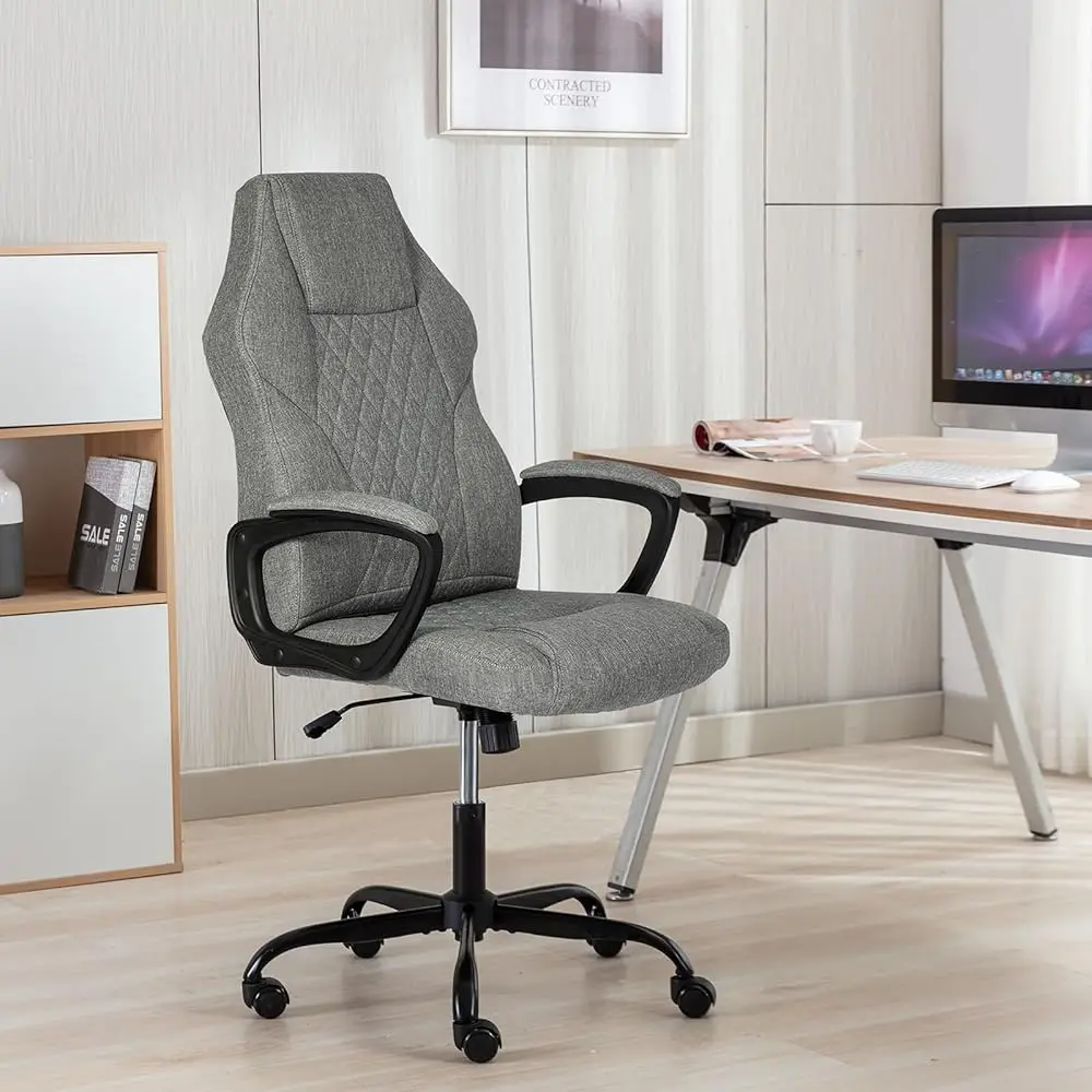 

Office Executive Desk Chair Ergonomic - High Back Linen Computer Gaming Chair Wide Seat Adjustable Swivel Task Chairs with Lumba