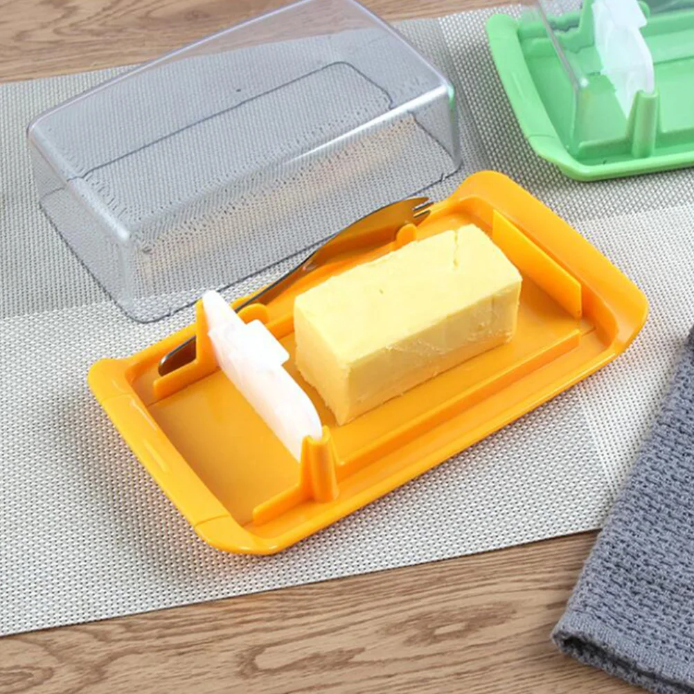 

1Set Butter Crisper Fresh Keeping Box Stainless Steel Cutter Plastic Household Storage Butter Slicer Kitchen Tableware