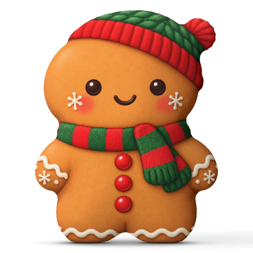 Gingerbread Man Christmas Plush Pillow Cute Holiday Cookie Cushion Shaped Stuffed Throw Pillow Winter Home Decor Gift Sofa