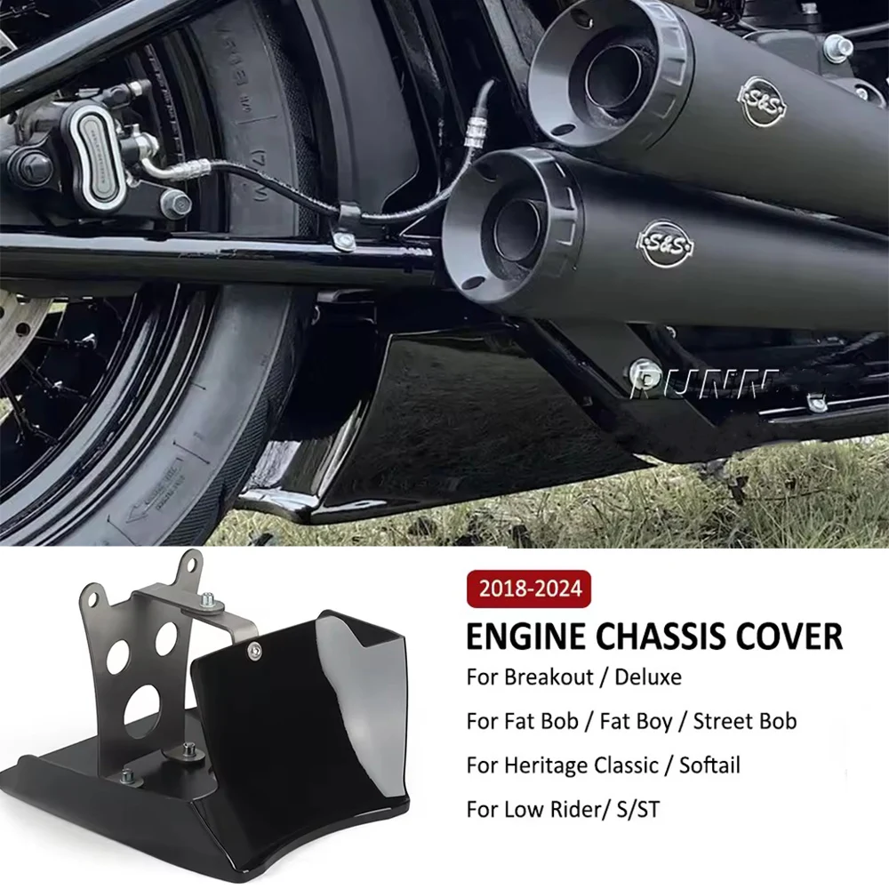 

For Harley All 2018-2025 M8 Softail Models New Motorcycle Black ABS Plastic Back Frame Chin Spoiler Body Cover Custom Chassis