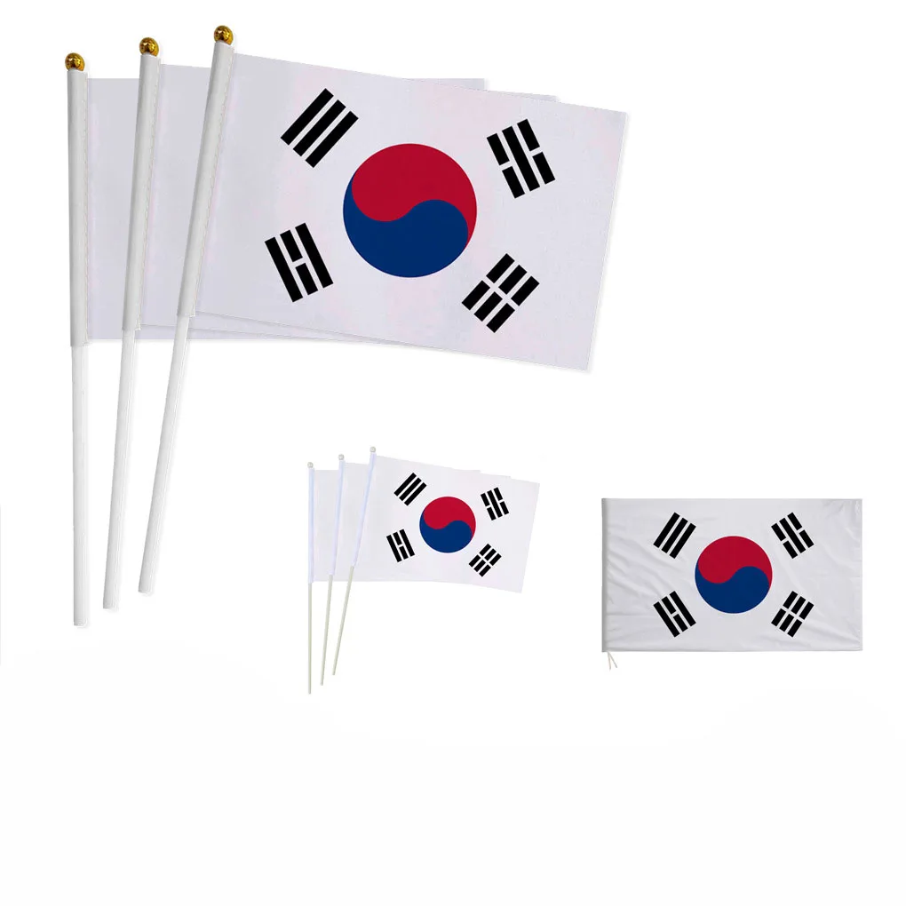 Z-ONE FLAG  South Korea Hand Flag 14*21cm South Korea National Hand Held Small Flag  Waving Flag Decor