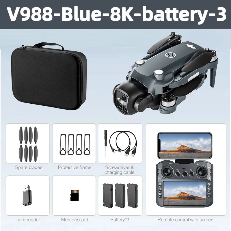 Xiaomi's new V988 5G drone, 4K professional HD dual-camera aerial photography remote control aircraft quadcopter toy dron, 3000m