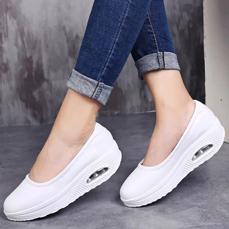 Hot Sale Heighten Shoes Ladies Comfort Light Sneakers Women\'s Outdoor Air Cushion Footwear Fashionable Wedge Platform Chaussures