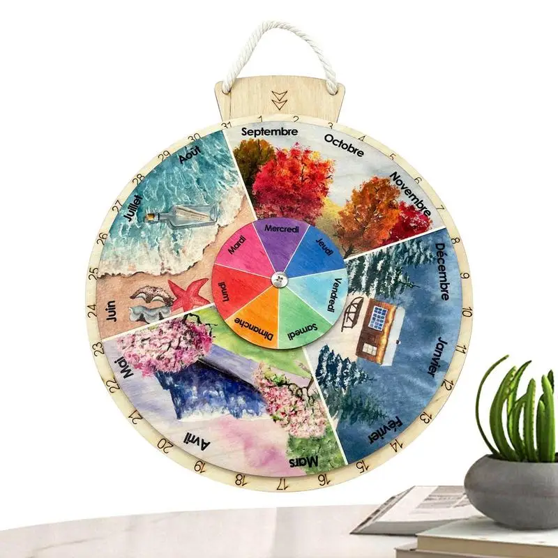 

Perpetual Wall Calendar Reusable Four Seasons Wheel Calendar Wall Calendar For All-Season Decorations For Bedroom Living Room