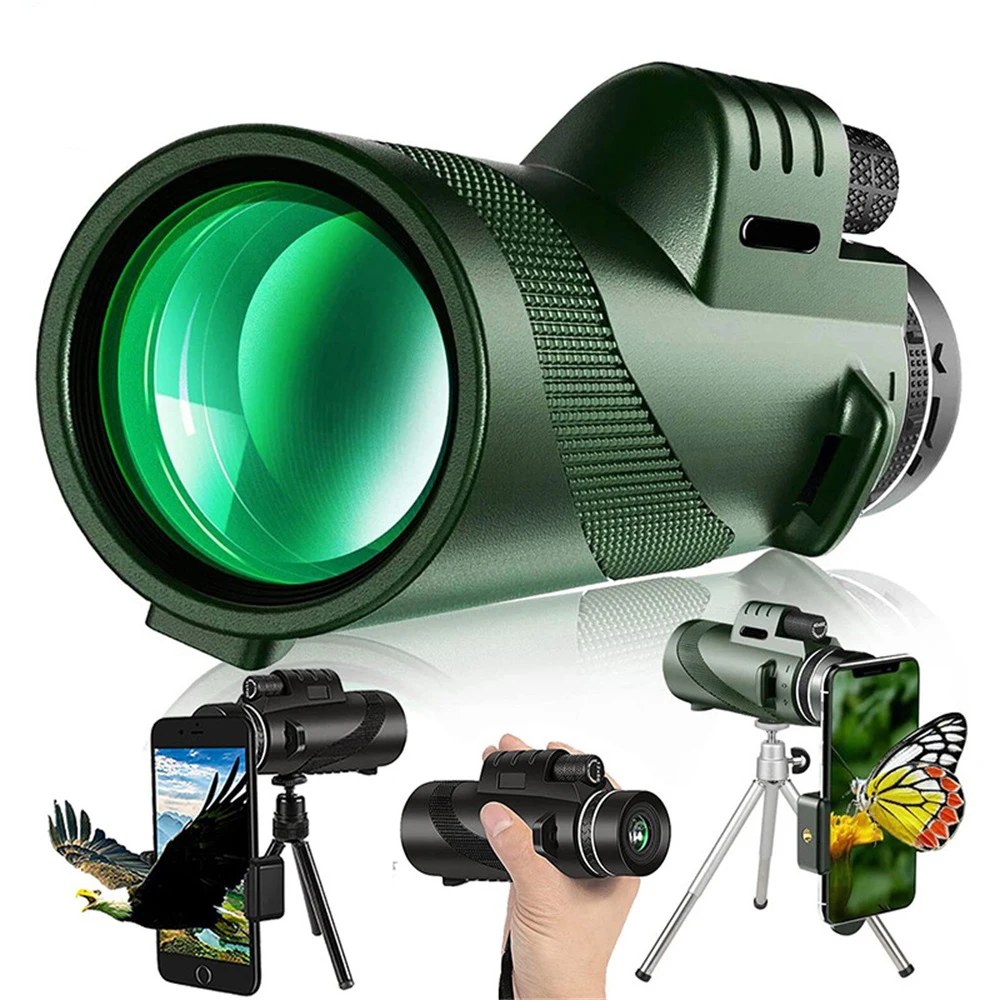 Outdoor Portable 10X42 HD Monocular Telescope 258FT/1000YDS 3500m/20000m Birdwatching Telescope for Hunting Camping Tourism