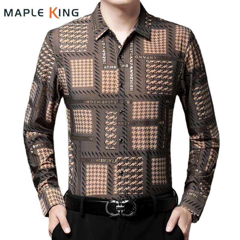 

Korean Men Fashion Plaid Dress Shirt 2024 High Quality Long Sleeve Social Business Costumes Hommes Luxe Mens Button Up Shirts