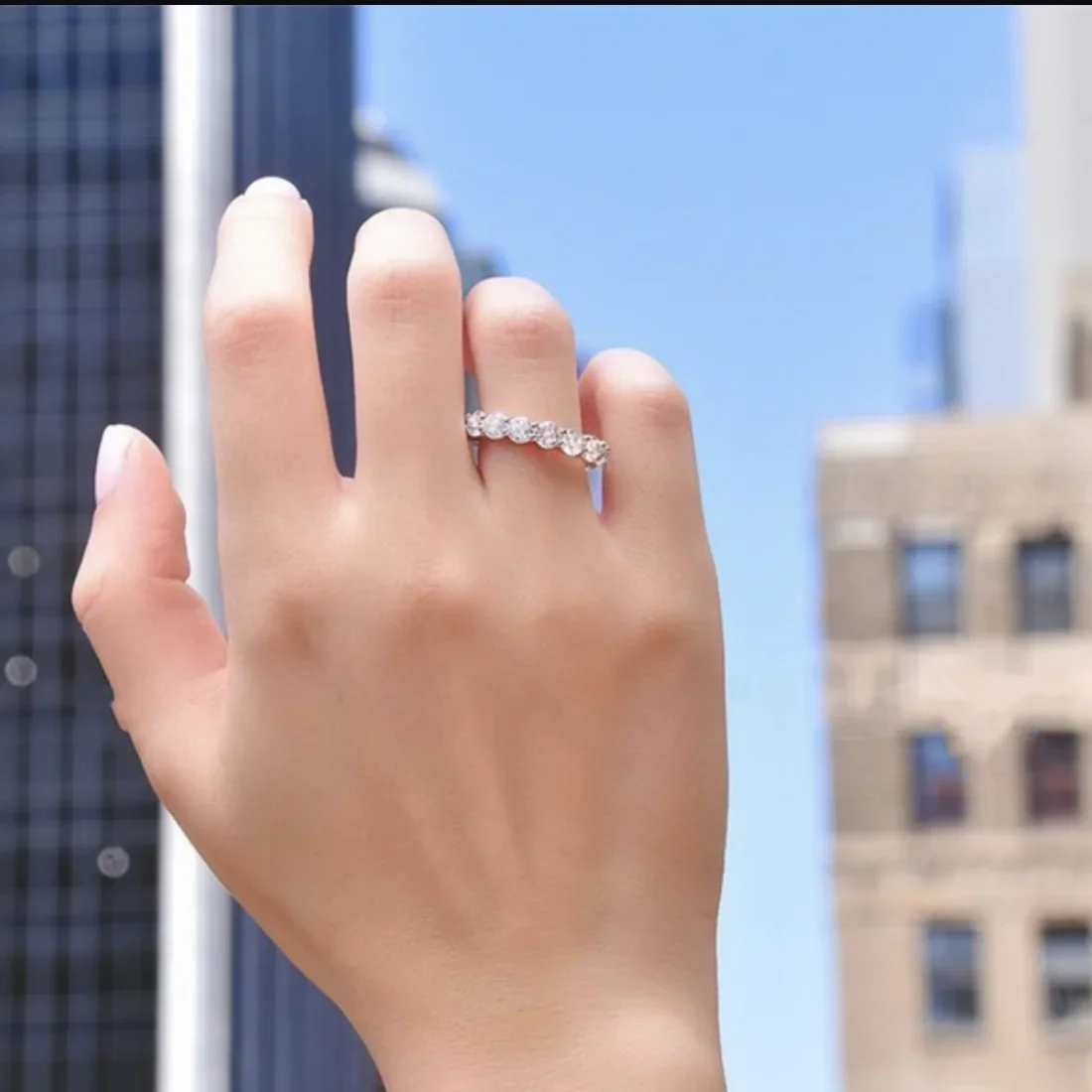 Set di anelli a fascia originali per donna uomo ARGENTO 925 PAVE SETTING COMPLETO diamante simulato ETERNITY FIDAZIONE WEDDING Anello in pietra