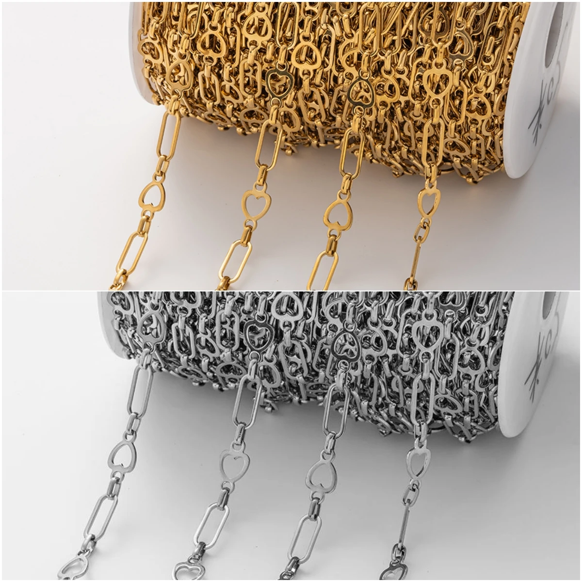 

Не выцветает, 1 метр, базовая цепочка в форме сердца из нержавеющей стали для изготовления ювелирных изделий, браслет, ожерелье, компонент цепи