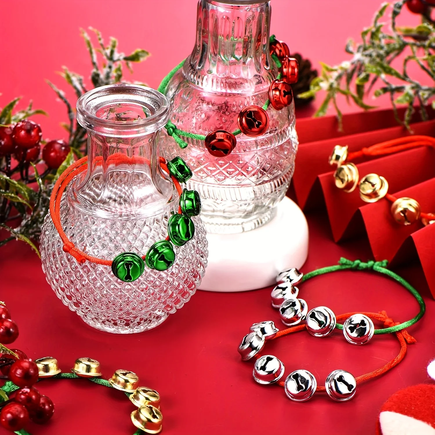 Classic Adjustable Bracelets Set - Metal Christmas Bells for Holiday Stocking Stuffers, Fun Gifts, and Gift Bag Fillers