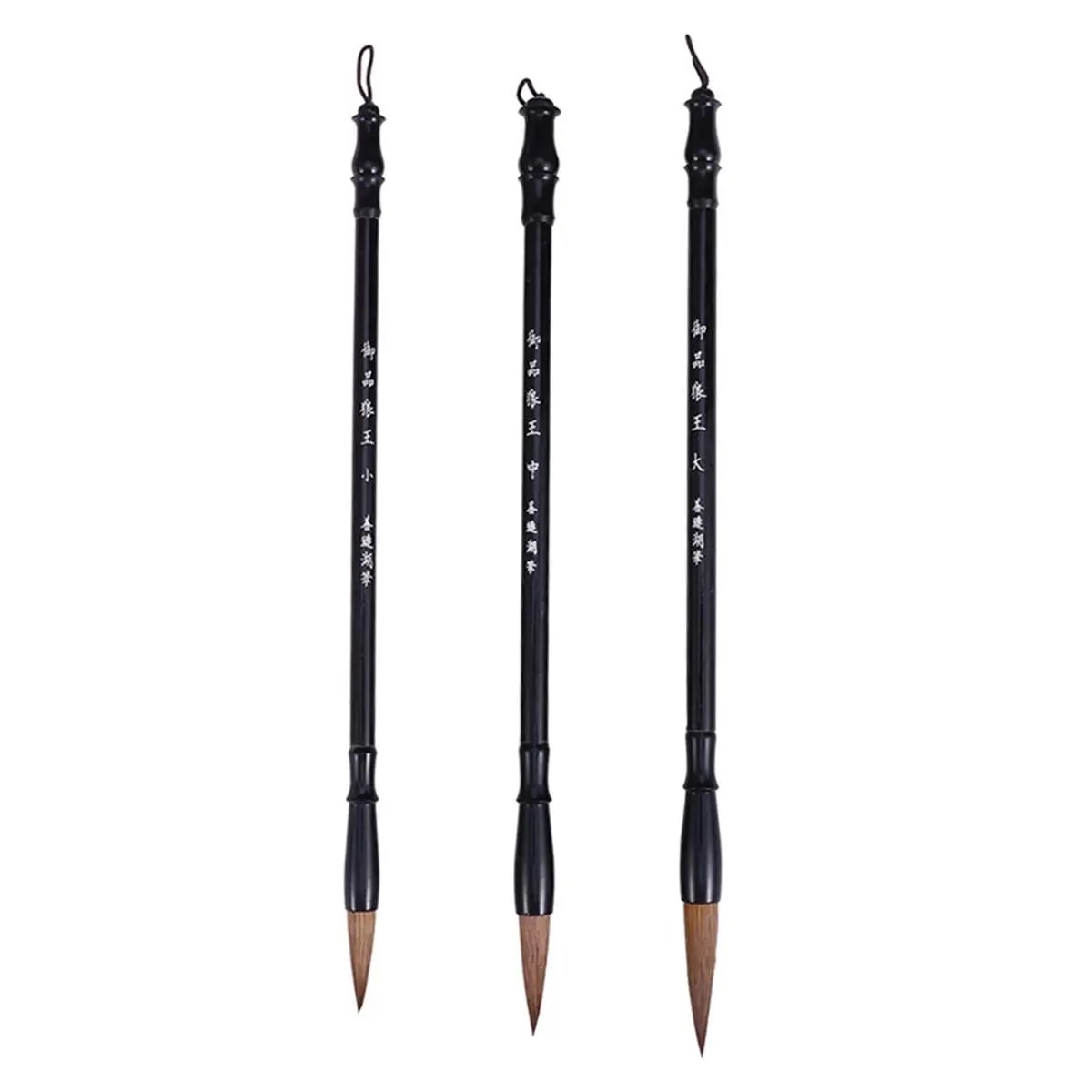 

3 Pcs Wolf Hair Calligraphy Brushes 28cm 27.2cm 26.8cm Black Brown Wood Handle Drawing Writing Tools Student Supplies