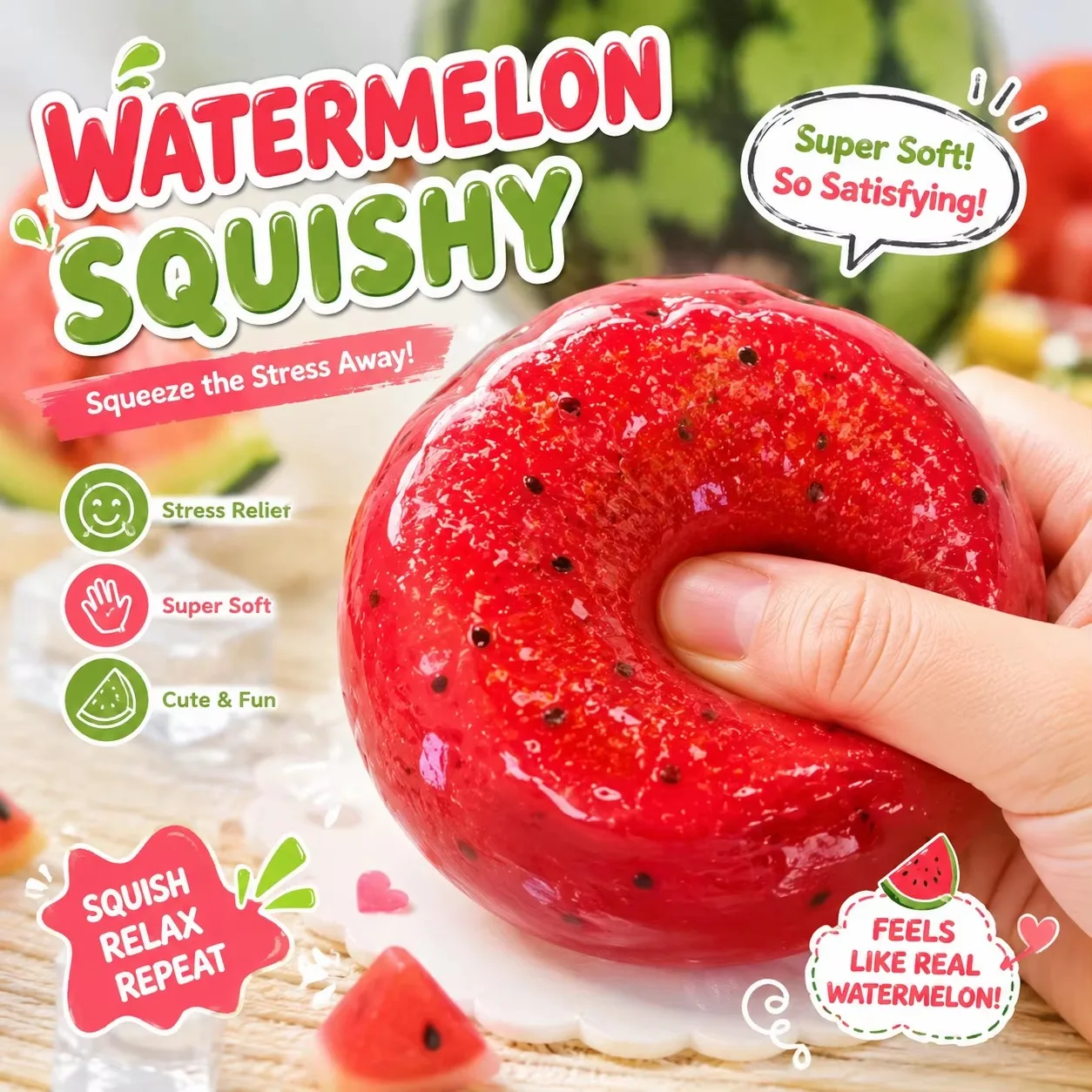 Watermelon Smoothie Shaped Squishy Toy Slow Rising Squeeze Toy Simulation Fruit Stress Relief Vent Fidget Toy Creative Giftft