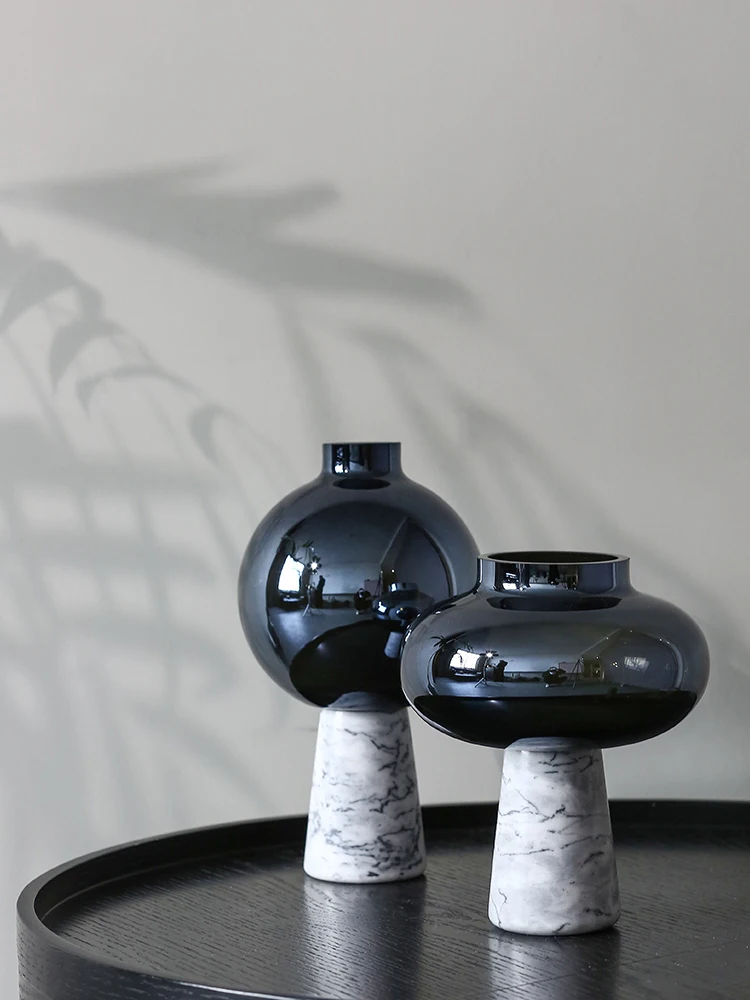 Modern Creative Glass Marble Mosaic Flower Vase Display  Restaurant Entrance Tabletop Flower Pot Simple Contemporary...