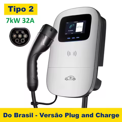 Jigu envio do brasil 32a 7kw carregador de veículo elétrico tipo 2 ev carregador estação de carregamento ac carro elétrico wallbox inteligente