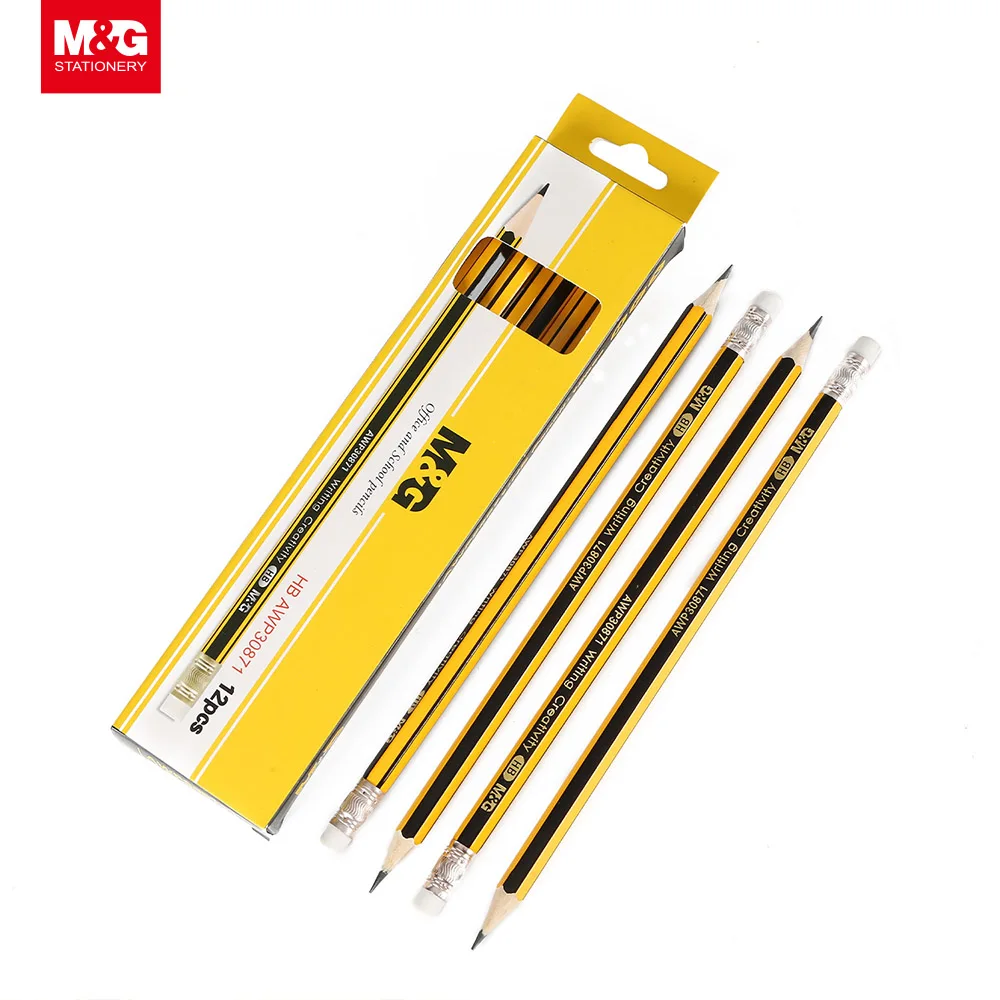 M&G Hexagonal Wooden Pencil HB With Eraser Economical Pencil