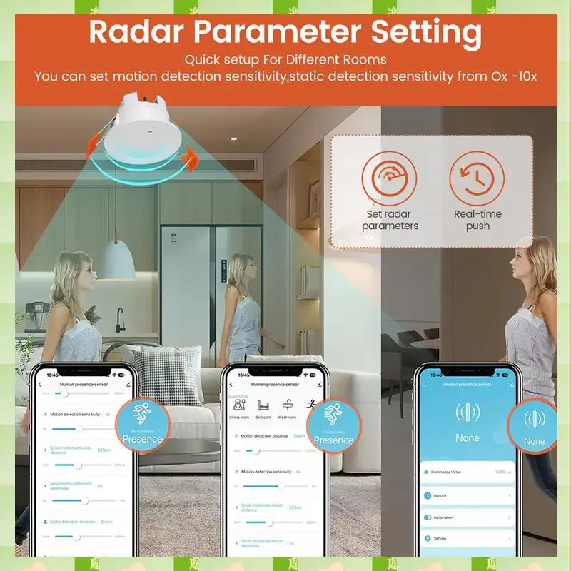 2025 Zigbee-24G Smart Human Presence Sensor mit Helligkeitserkennungsgenauigkeit Tuya Intelligent Human Micromotion Sensor, Zigbee-2