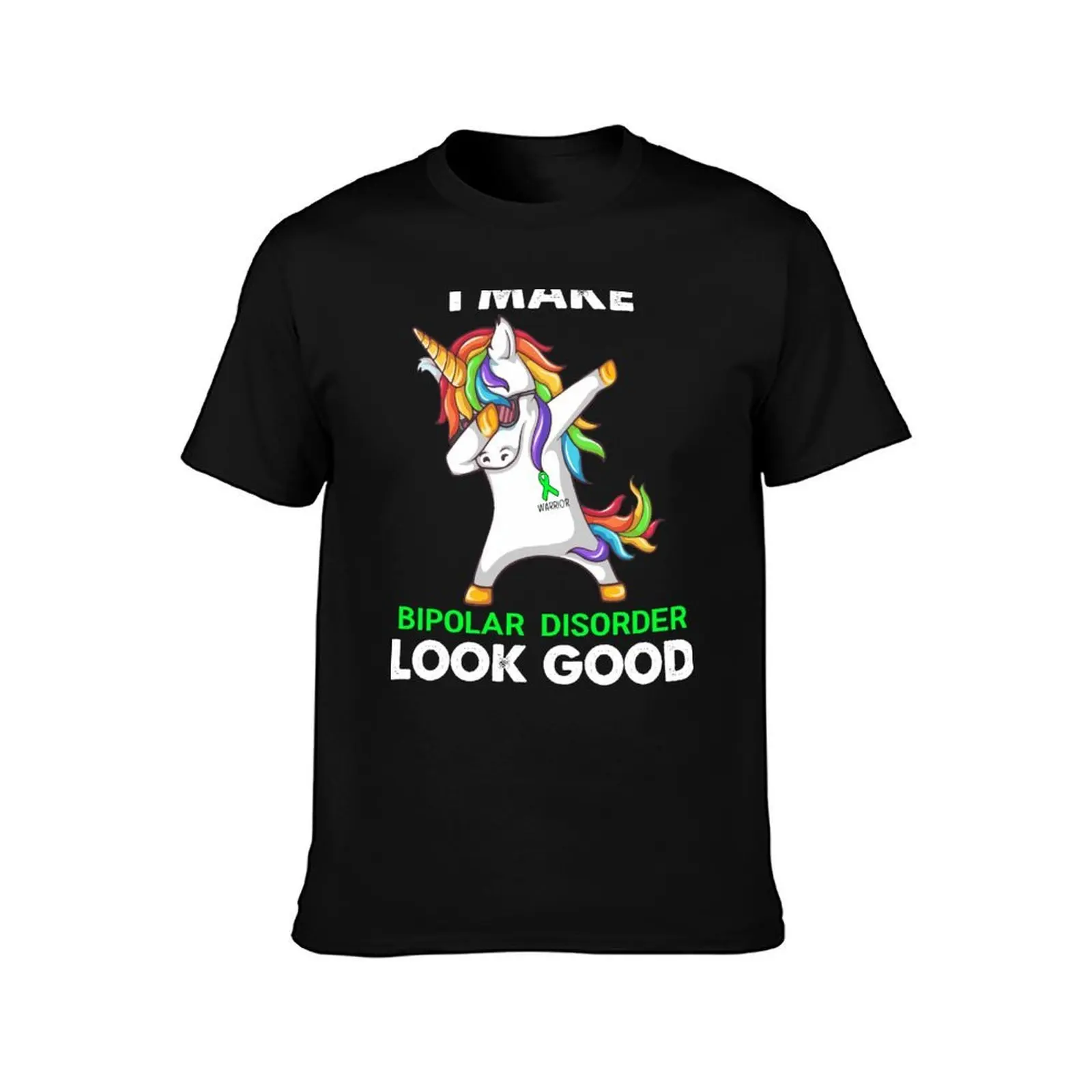 I Make Bipolar Disorder Look Good Cute Unicorn Dabbing Bipolar Disorder Warrior T-Shirt Summer Print Short Sleeve Tee T-Shirt