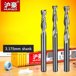 HUHAO 2 Flute End Mill Wood Cutter 3.175 mm Shank Carbide cnc Router Bits Engraving Bit Sprial Milling Cutter Woodworking Tools