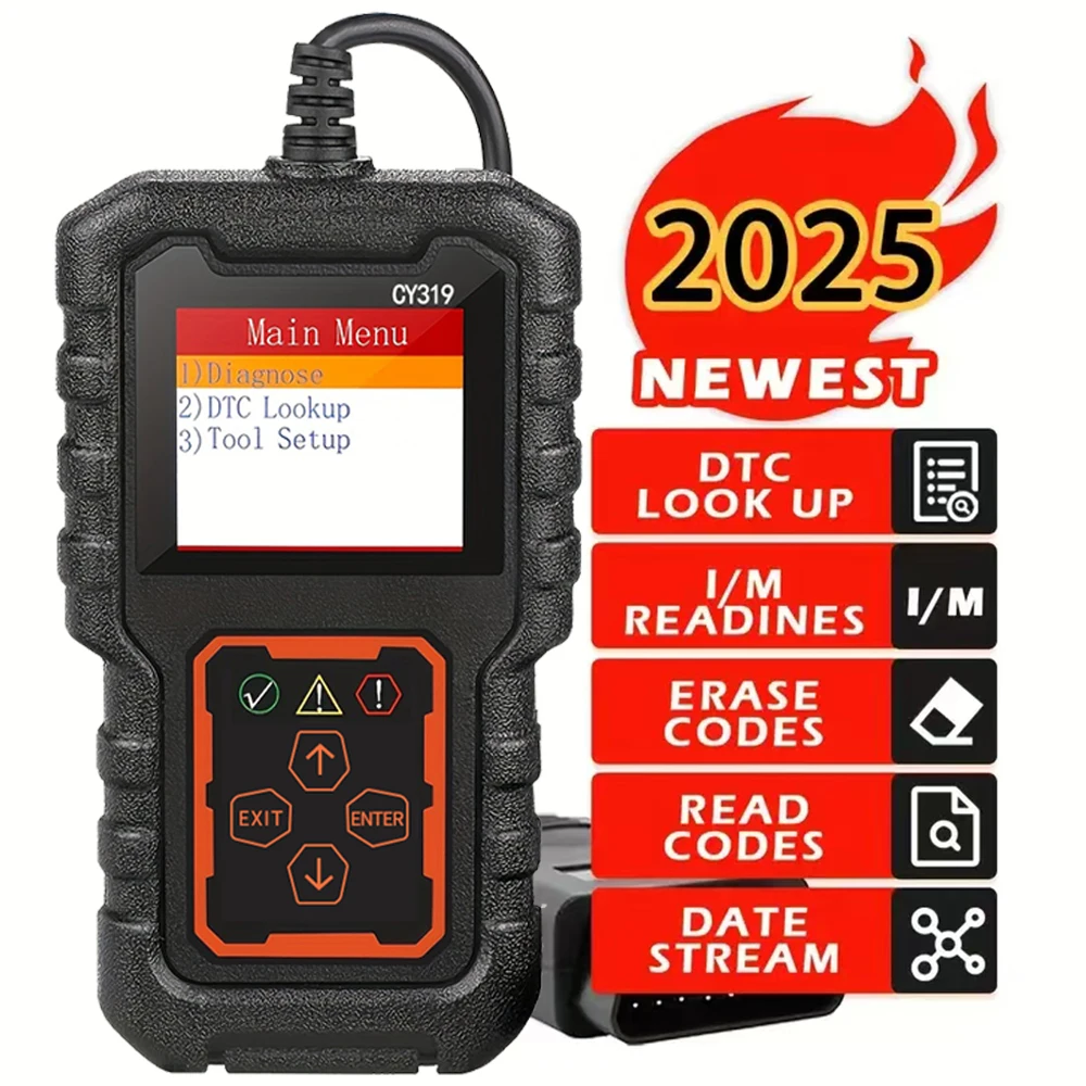2025 New Obd2 Scanner - Diagnostic Tool, Engine Code Reader & Cleaner, Full Obd2 Functions, Data Stream, 1996+ Obdii/Eobd Vehicles