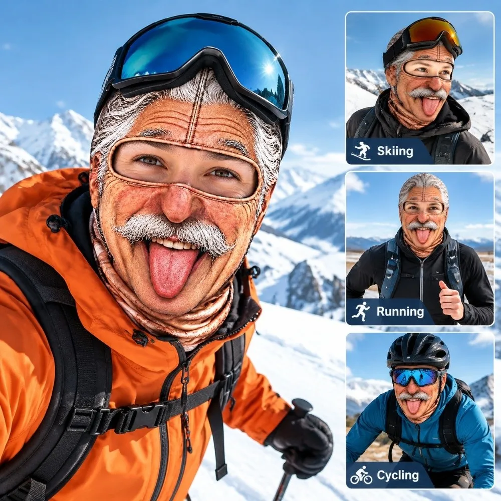 3D Printed Face Neck Gaiter Windproof Design Dralon Material Winter Windproof Mask Warm Fabric Unisex Full Face Balaclava