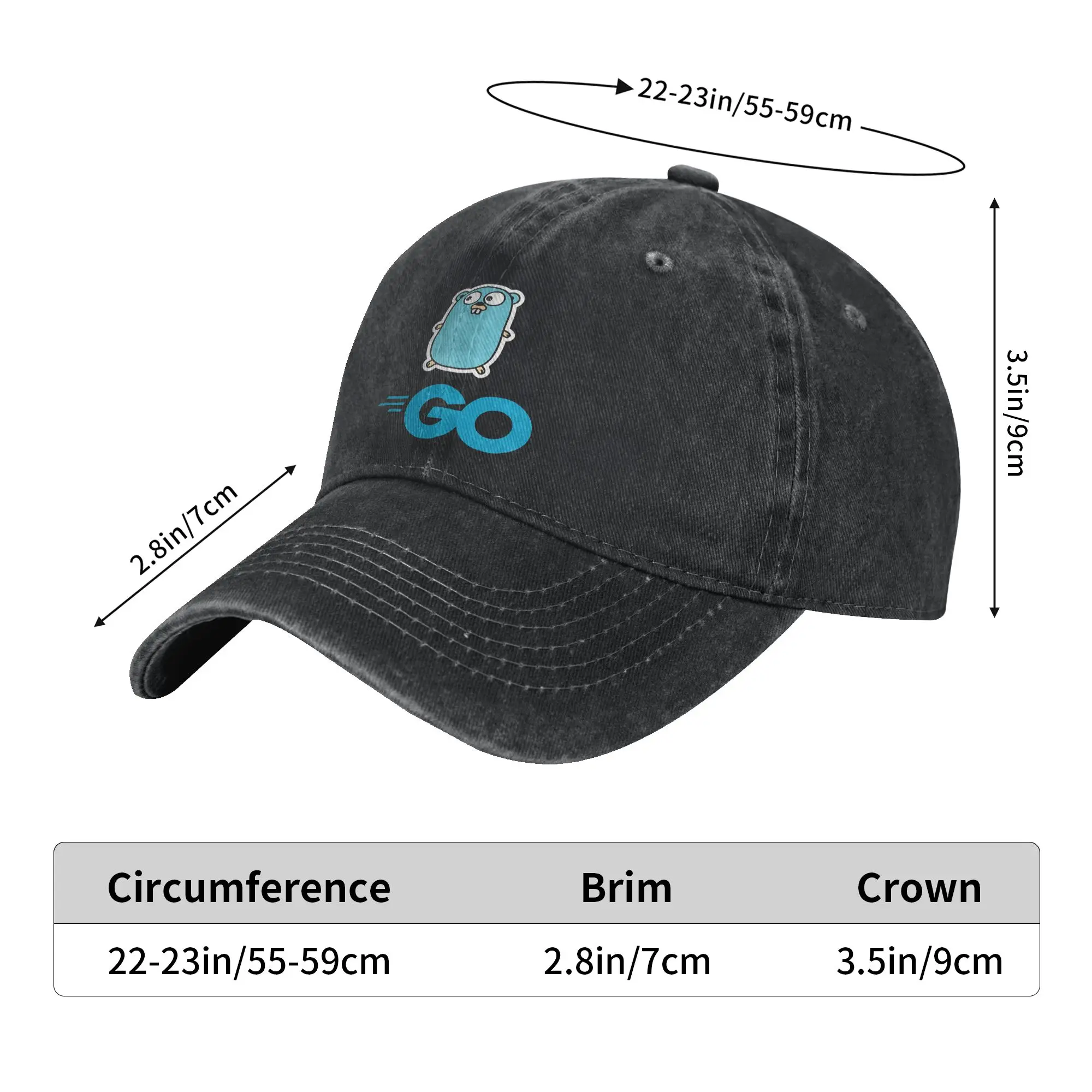 Golang Gopher programming language  Print Cap For Unisex Cotton  Trucker Hat Daily Wear Baseball Cap Adjustable