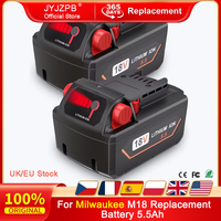 JYJZPB 5.5Ah M18 Battery for Milwaukee 18V Li-Ion Replacement Battery M18 Battery, Pack of 2 Compatible with Milwaukee M18B XC