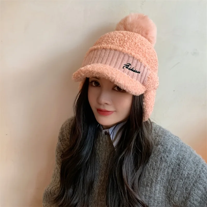 Fashion Women Winter Fur Warm Windproof Hat Lei Feng Cap Fur Ear Flap Cap Buckle Warm And Thick Ear Protection Outdoor Headwear