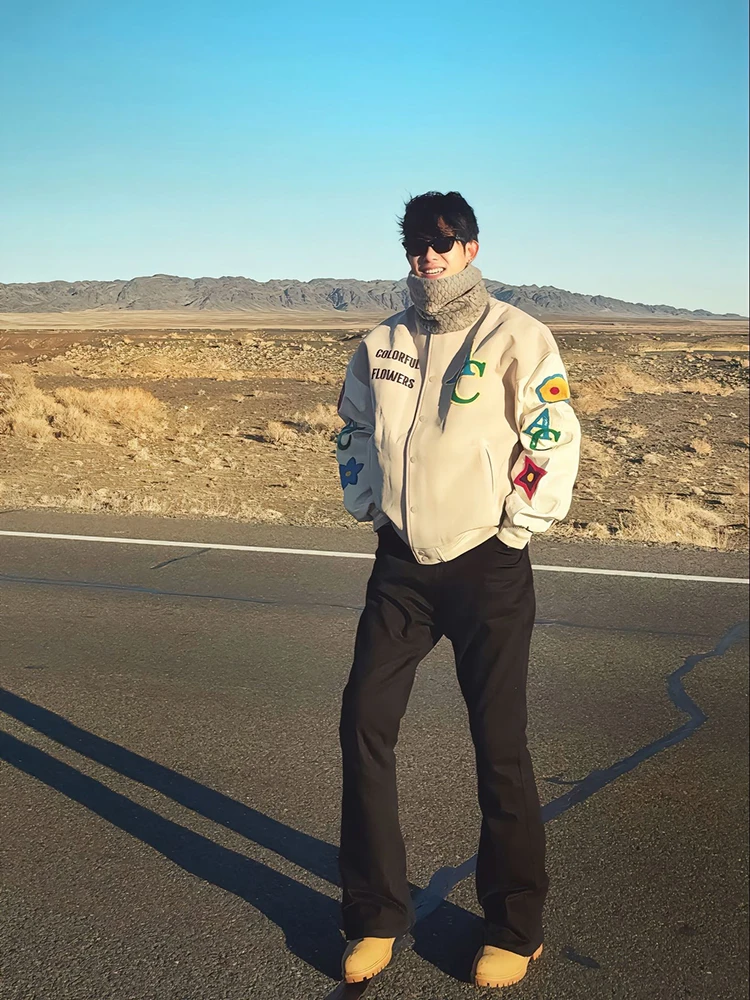 

Bla Elastic Fce Lined Men's Jeans High Waist Slimming Straight Leg Casual High Street Faion Winter Denim Pants