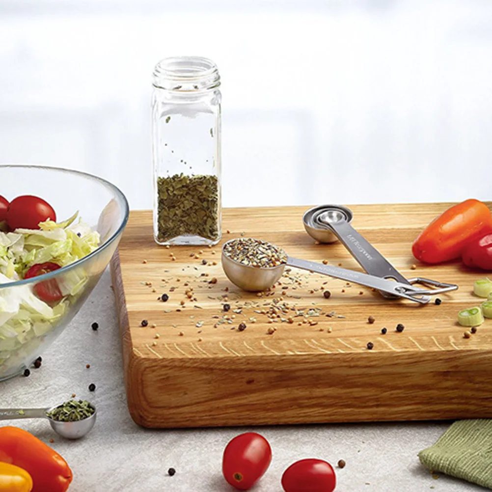 

9pcs Stainless Steel Measuring Spoons Set Clear Scale Markings Kitchen Baking Tools For Cooking Liquid Powder Stackable Design