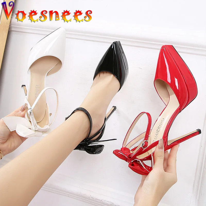 Voesnees Brand Design Wedding Dress Women\'s Pumps New Pointed Toe Bow-knot High Heel Single Shoes 12CM Stiletto Woman Party Shoe