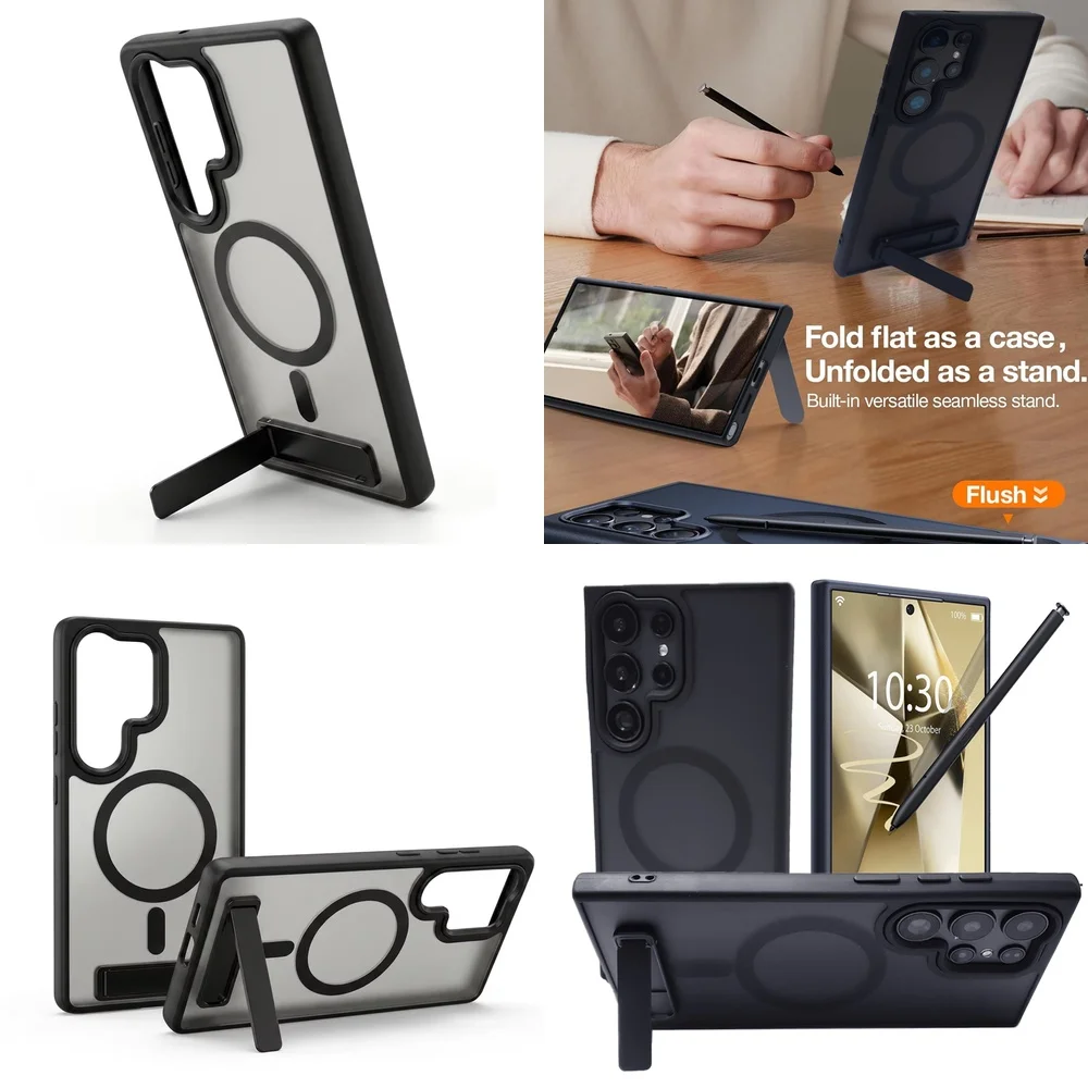Magnetic Semi-Transparent Business Stand Case for Samsung Galaxy S26 Ultra S22 S23 S25 S24 Shockproof Premium Dustproof Cover