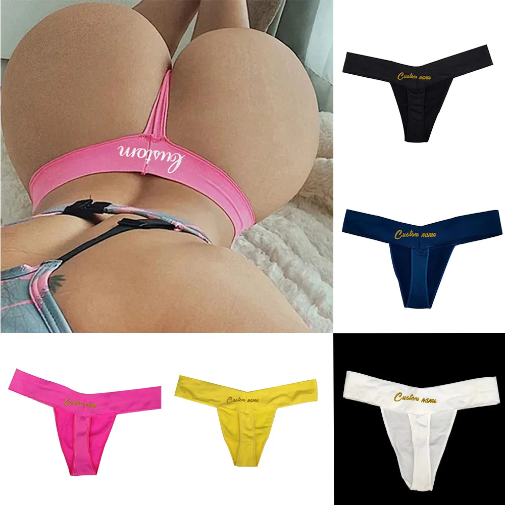 Custom Thong With Name Embroidery Thongs DIY Personalized Underwear Comfortable Fitness Gym Yoga Sports Shorts For Women