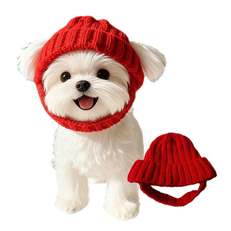 Bestseller Malteser-Hundemütze, Gemütliche Weiche Strickmütze mit Ohrenklappen, Wärmend für Kleine Hunde, Winter Innen-/Außenbereich