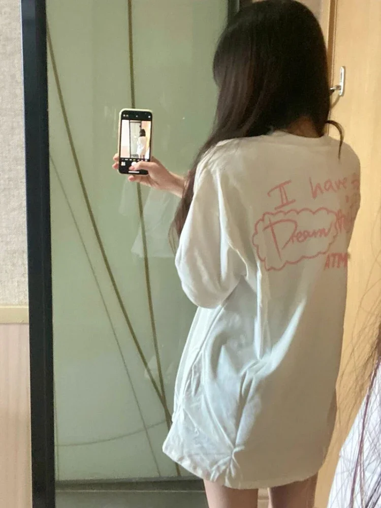 Magliette estive 2023 Camicie per le donne Streetwear BF Top oversize Star Print Casual Tees Y2k Abbigliamento Coreano Chic T-shirt bianca