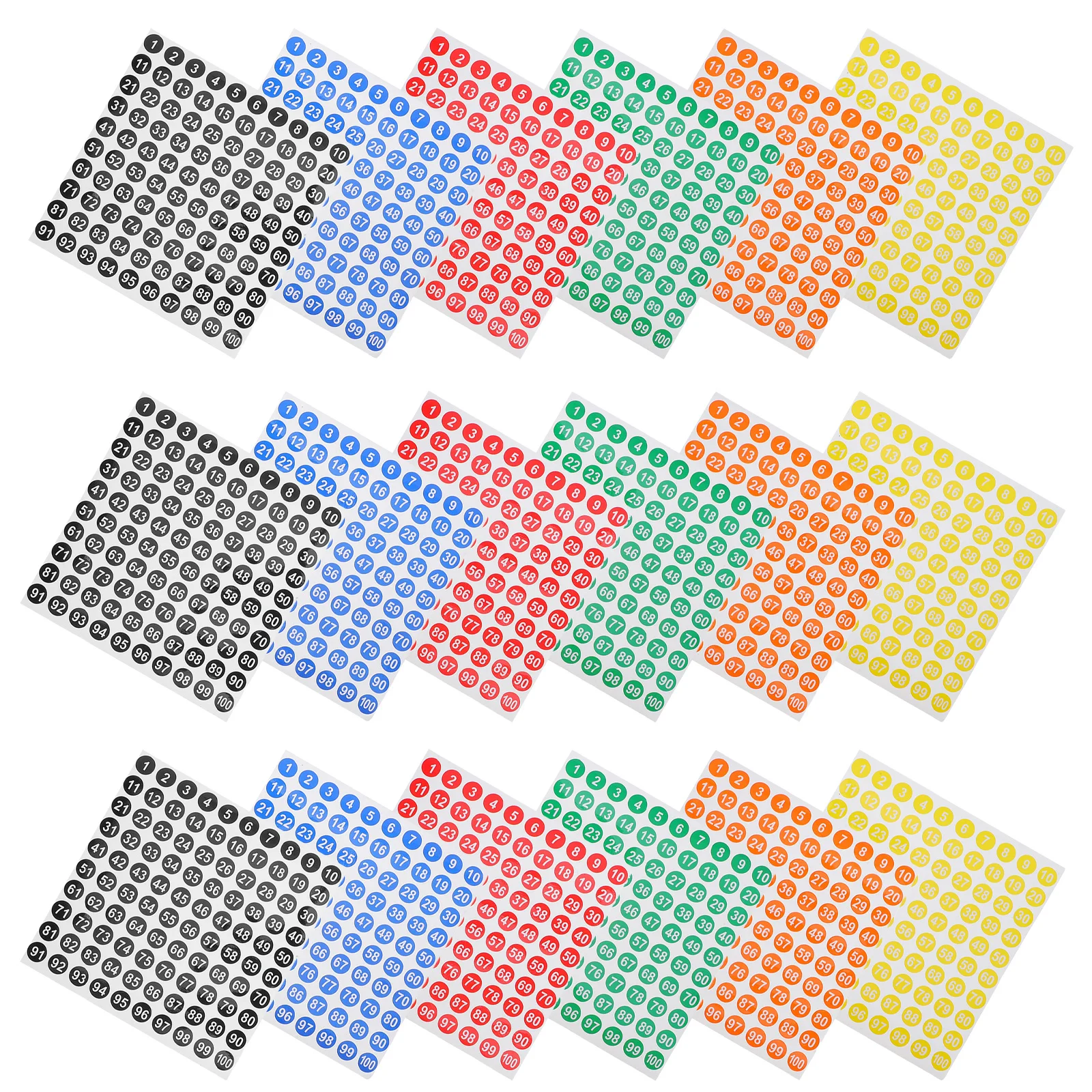 

60 Sheets 10Mm Numbered Stickers Self-Adhesive Round Labels White Numbers For File Notebook Classification Science Project