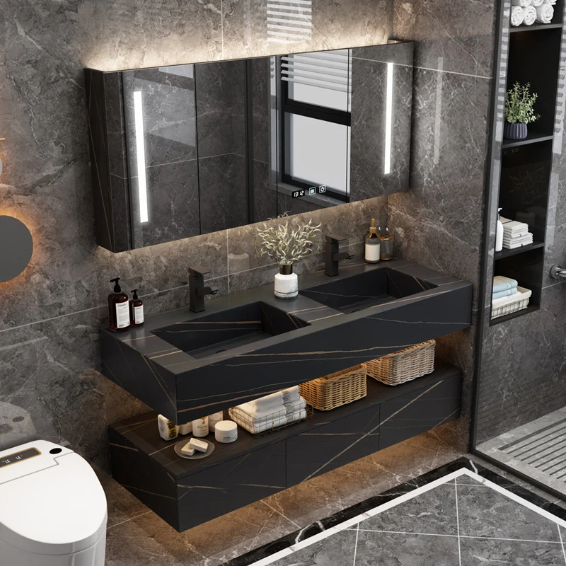 Water Resistant Double/Single Sink Modern Luxury Wall Mount Floating Cabinet Bathroom Vanity