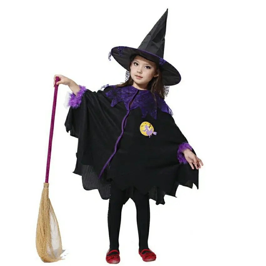 Halloween Costume Girls Fantasy Witch Dress Luxury Fancy Bat Spider Halloween Theme Party Outfits Kids Stage Performance Sets