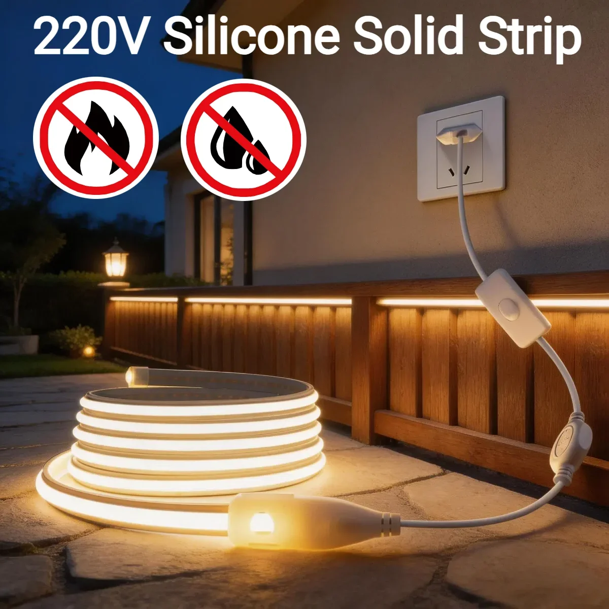 Hochleuchtende 220V EU COB Neon-LED-Lichtleiste aus reinem Silikongel, 1-30M, wasserdicht, 3000K/4000K/6000K, für Heimbeleuchtung und Dekoration