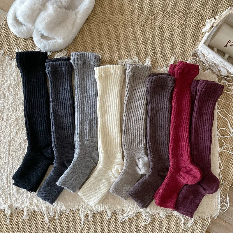

Fashion Autumn Winter Knitted Foot Warmers Ankle Socks Warm Thicken Leg Coverings Versatile Calf Coverings Soft Solid Fingerless