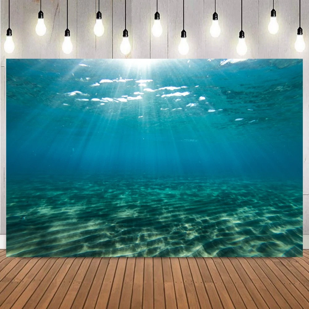 Crystal Clear Underwater Sea Backdrop Bright Sunlight Wave Ocean Theme Newborn Baby Shower Wedding Home Decor Photo Background