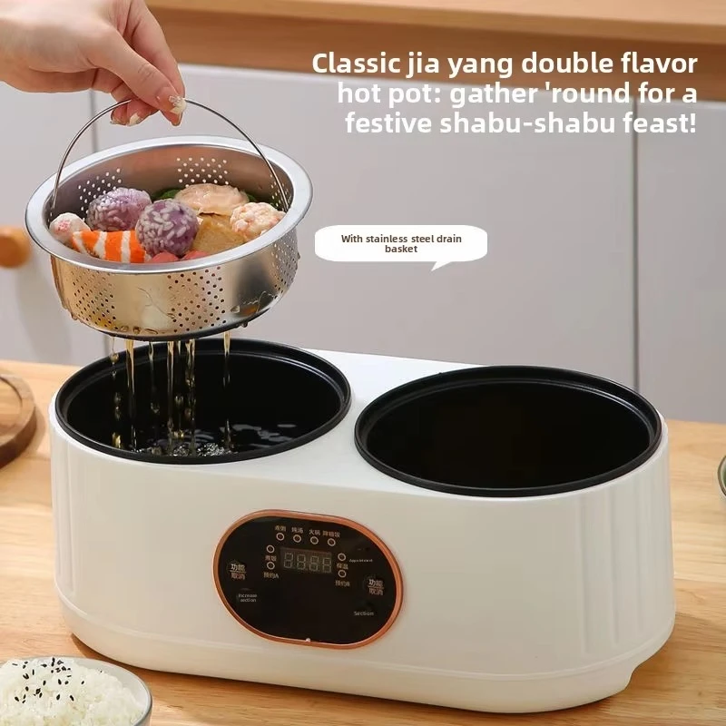 Smart Dual Pot Rice Cooker Multi‑function Mandarin Duck Hot Pot Automatic Stew Steam Cooker with Preset Keep Warm Function