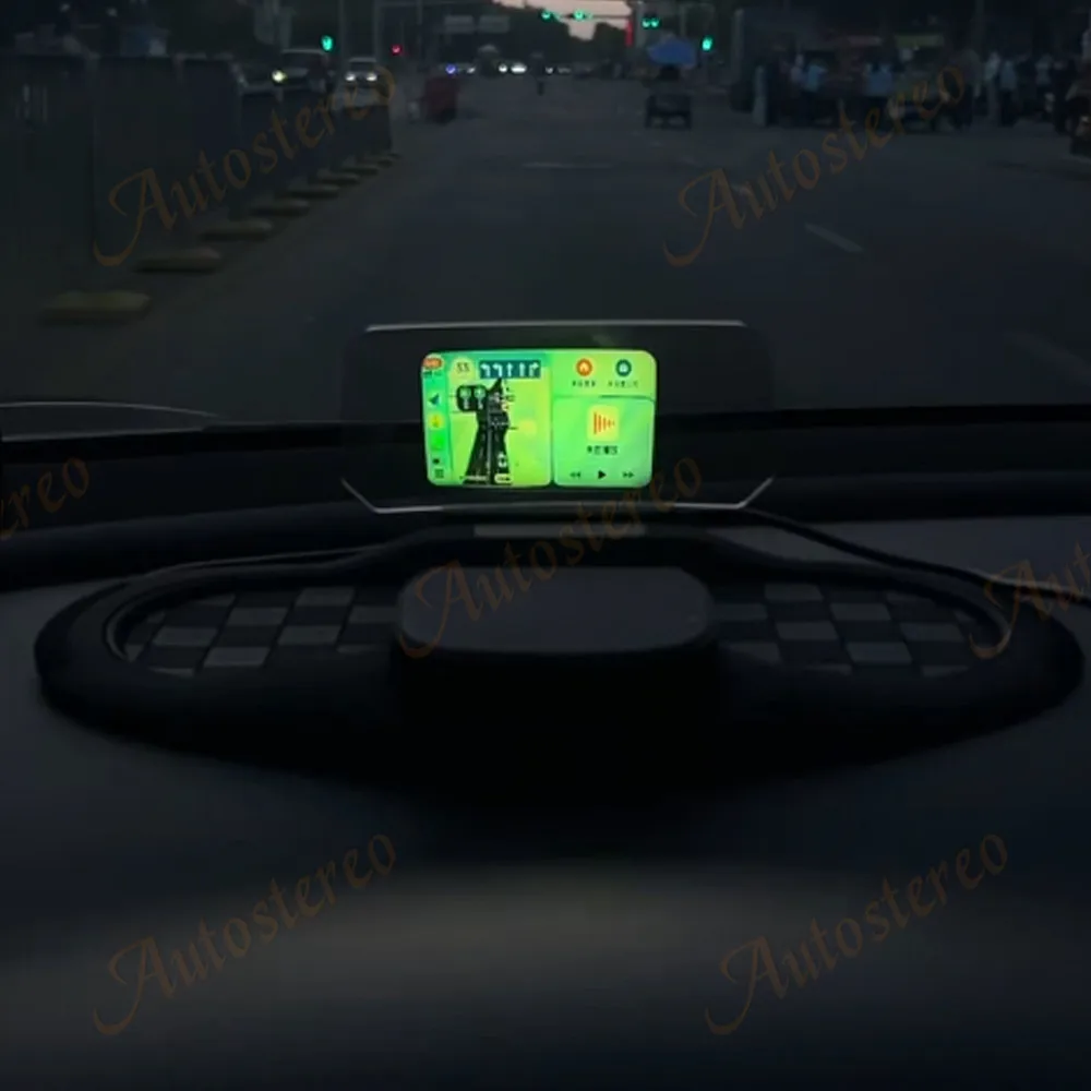 Car Media Carplay HUD Head Unit Display for Most of Cars Universal Maps GPS Navigation Image Pictures Video Technological Sense