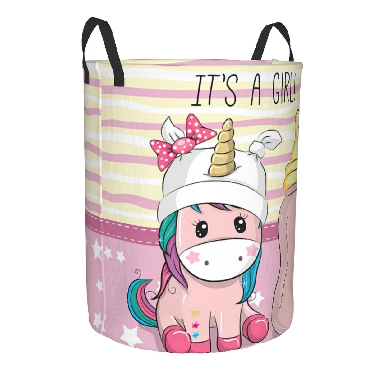 Cute Unicorn With Feeding Bottle Laundry Hamper Large Storage Basket Cartoon Kids Nursery Toy Organizer