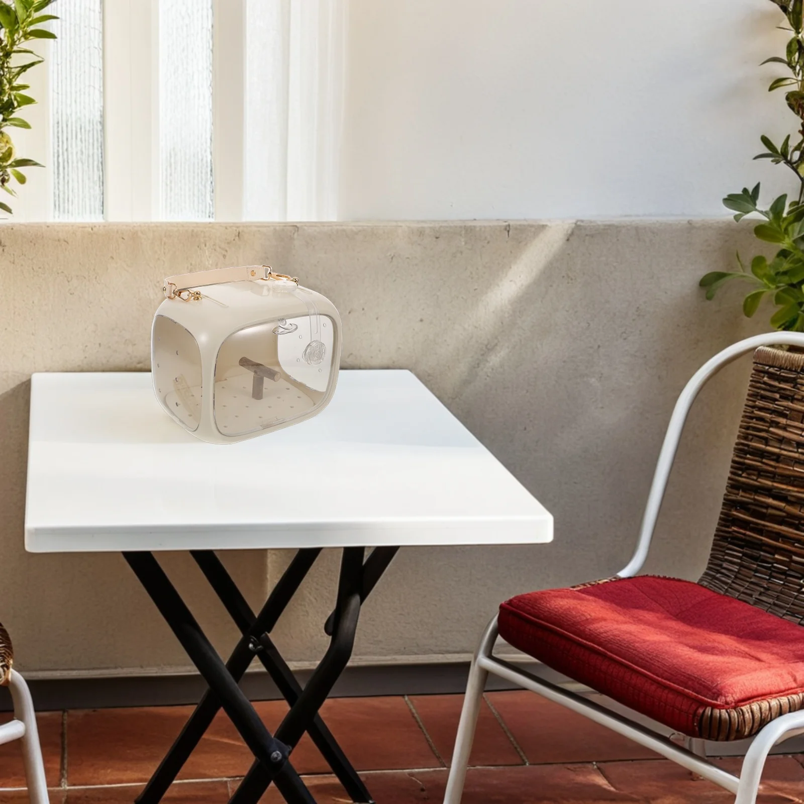 

Portable Parrot Takeaway Cage Bird Carrier Bag with Perch Ventilation Holes Detachable Design Small Outdoor Travel Birdcage